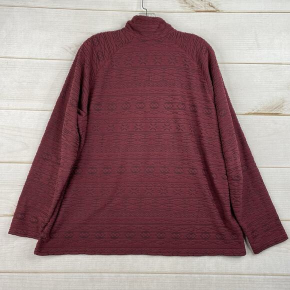 Eddie Bauer Sweater Women 2XL Red Burnout 1/4 Zip Up Fleece Mock Neck Classic - Picture 10 of 10